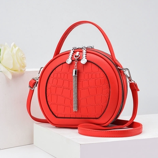 Red on sale round handbag