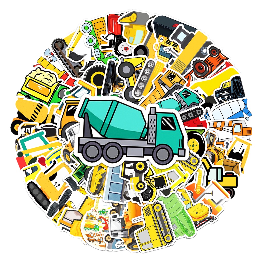 Engineering Vehicle Stickers Truck Excavator Bulldozer Children Luggage ...
