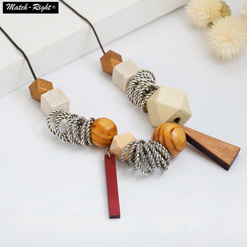 Chunky on sale wooden necklace