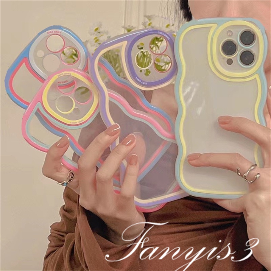 OPPO A77 A77s A57 A76 A96 A16 A16s A16k A15 A15s A54 A74 A55 A95 A94 A93 A53 A33 A32 A5 A9 2020 A5s Reno 7Z 6Pro F11 F9Pro Rainbow Frame Phone Case TPU Soft Protective Cover
