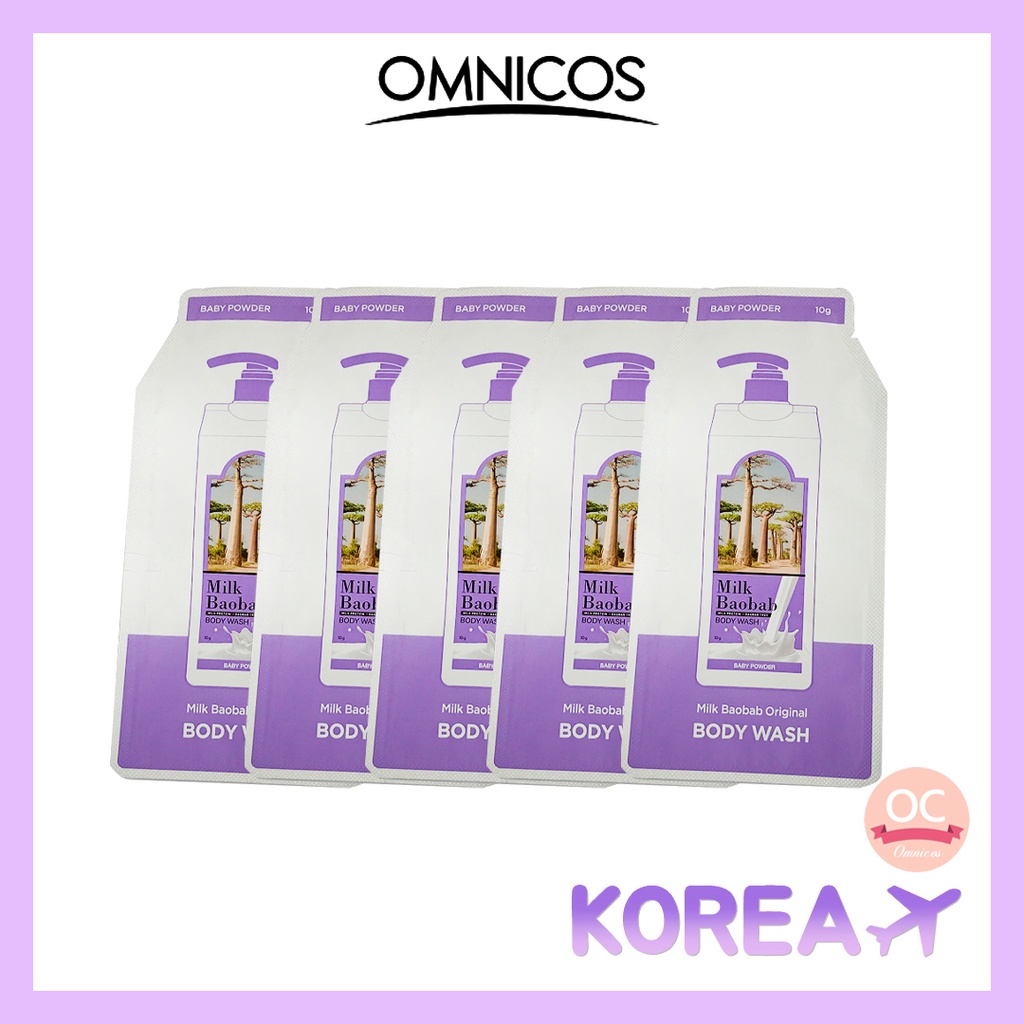 MILK BAOBAB body wash baby powder 10g x5 (sample) Shopee Singapore