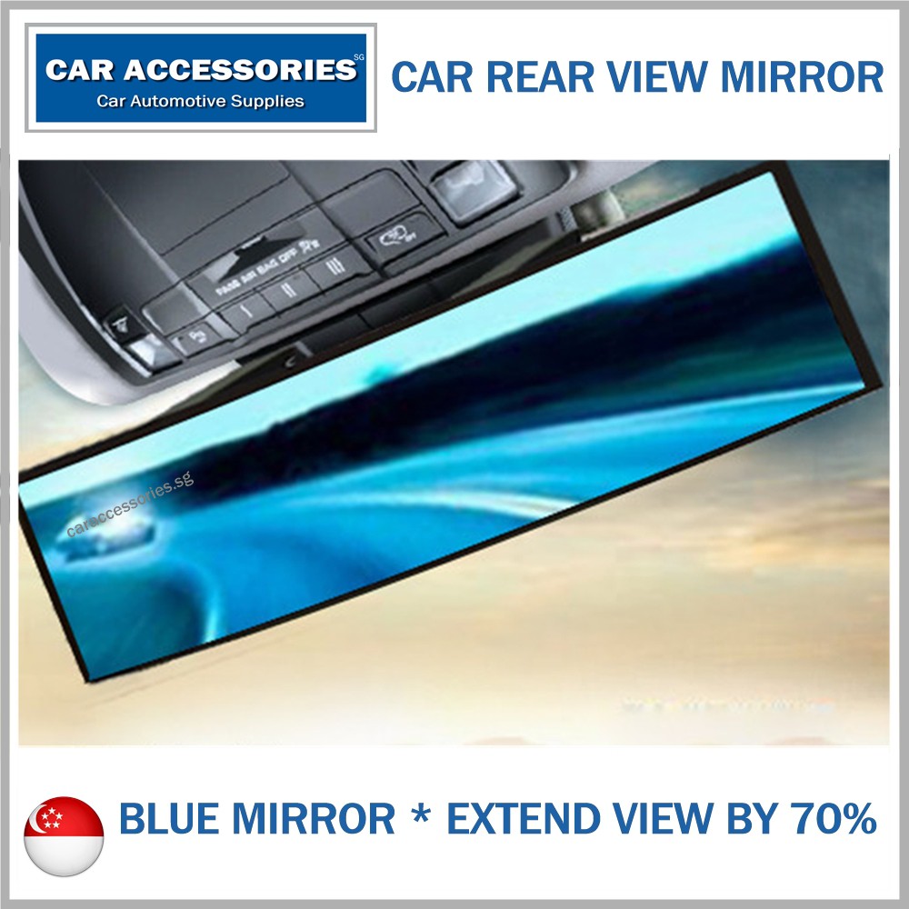 [SG SHIP IN 24 HOURS] Car Blue Rear View Mirror with Antiglare and Wide Angle feature Shopee
