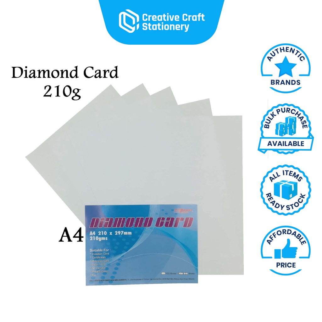 A4 Diamond Card 210 gsm - White 100 shts / Premium Printing Card White ...