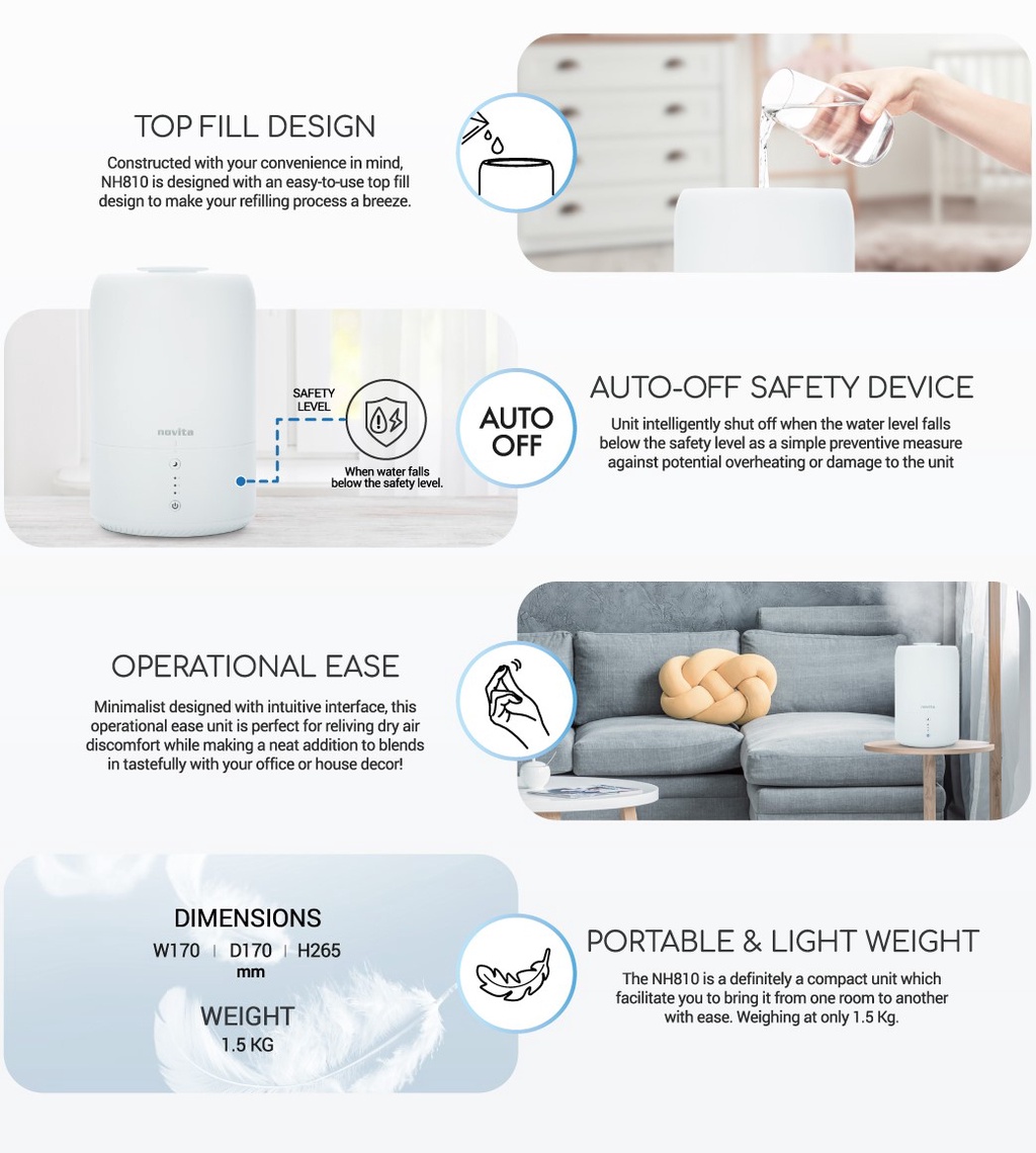 novita Humidifier NH810 Bundle with Air Purifying Solution Concentrate ...