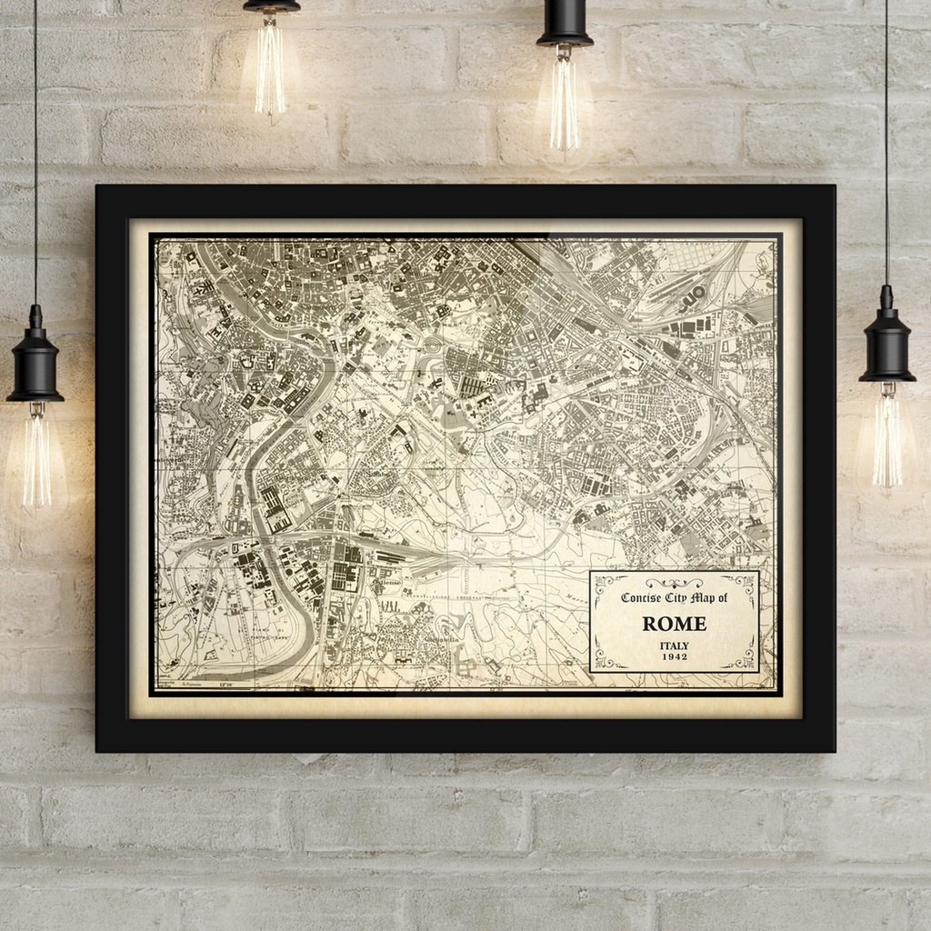 Vintage old Rome City Map Art Decor Poster | Shopee Singapore