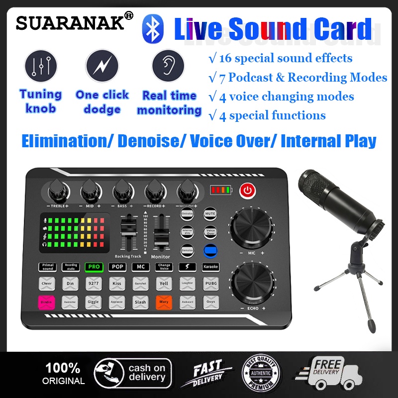 Bluetooth Sound Card with Condenser Microphone Kit 16 Sound Effects