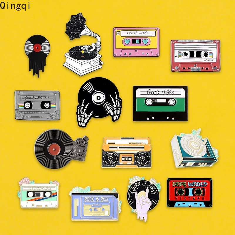 Retro Classic Phonograph Enamel Pins Vinyl Record Player Punk Badges ...