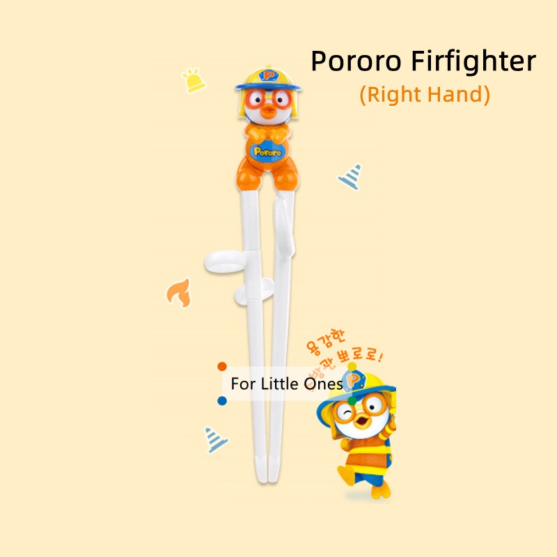 Edison Friends Pororo Palillos De Entrenamiento Para Niños Diestros - Aprende A Comer Fácilmente, Fabricado En Corea, ABS Y Silicona (1 Par)