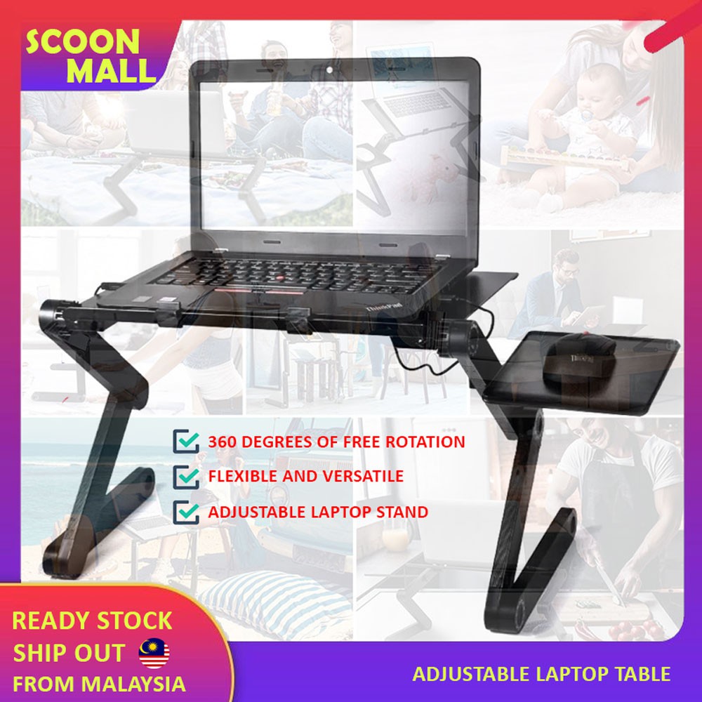 Portable Laptop Table Foldable Bed Desk Computer Desk Meja Laptop with ...
