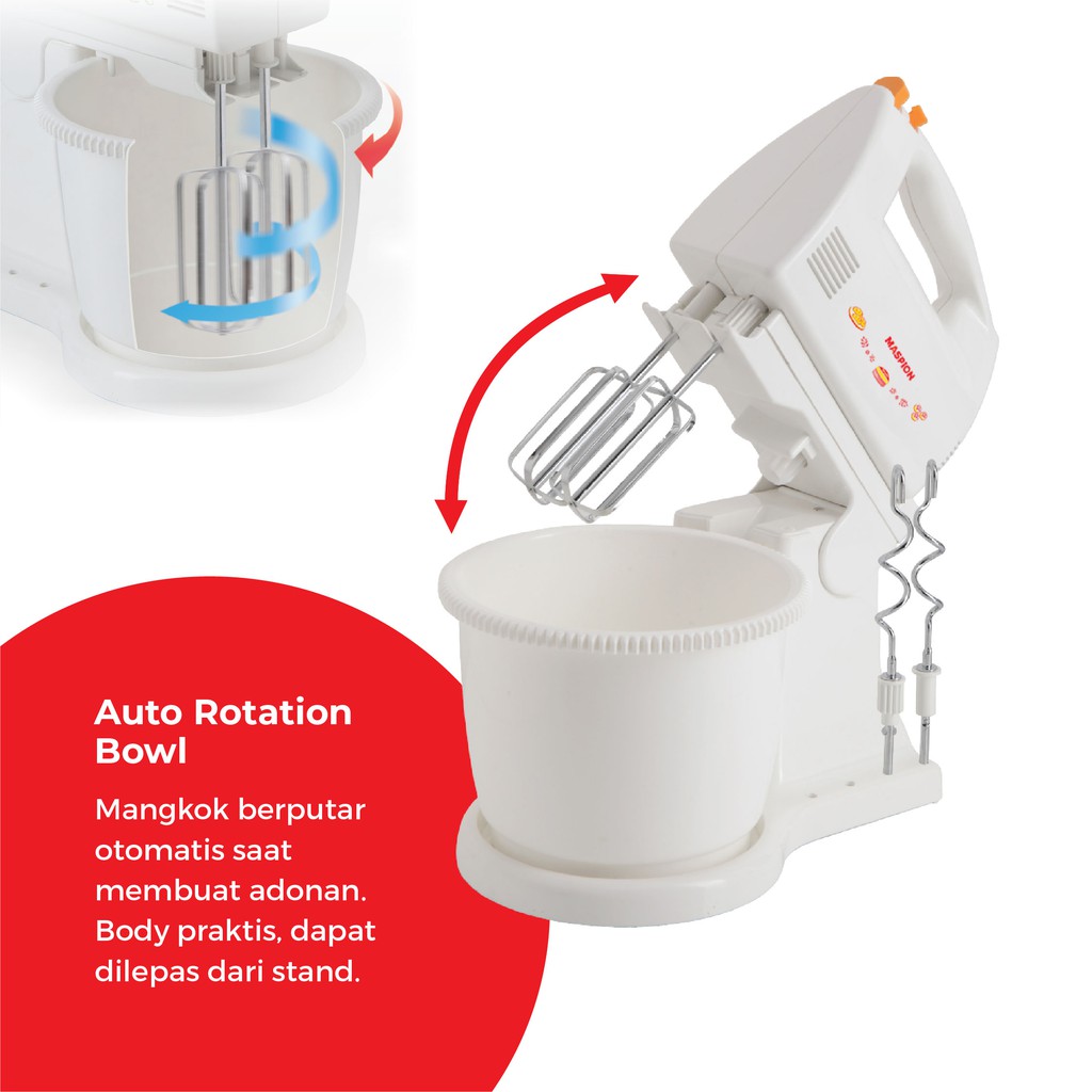 Maspion Stand Mixer Kapasitas 2 Liter MT-1140 - Gambar 3