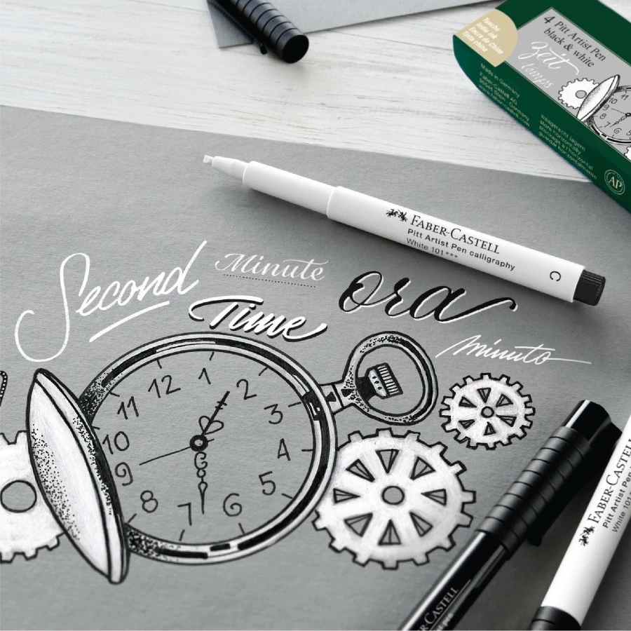 Faber-Castell PITT Artist Pen Black &White set 4 - Gambar 3