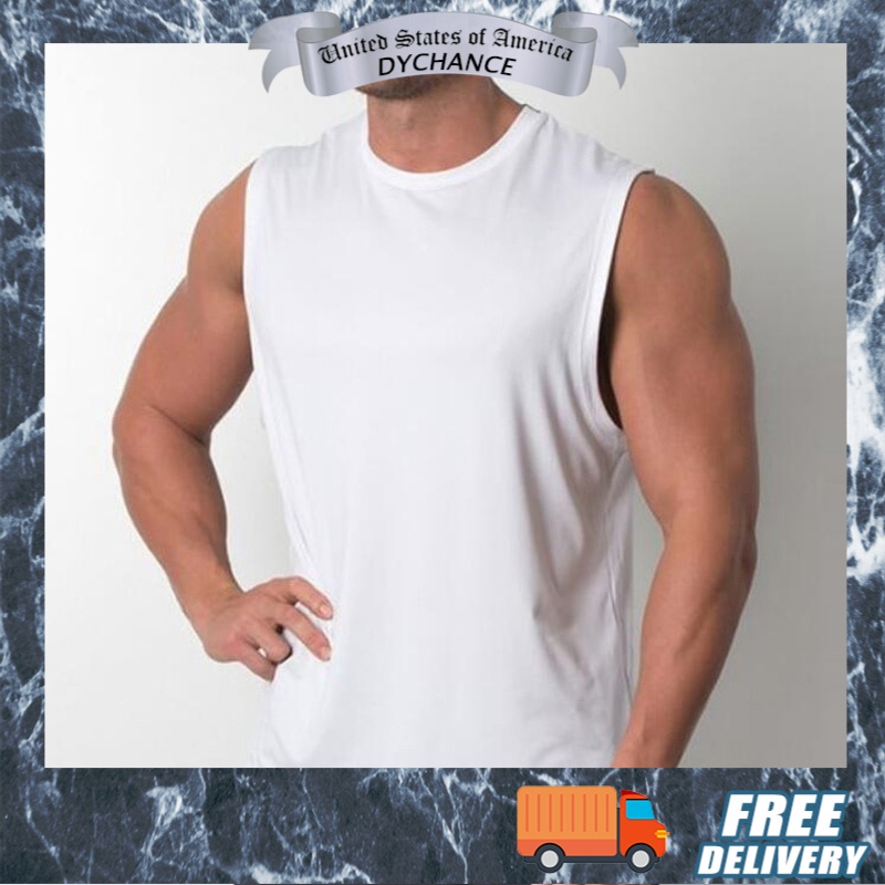 ?  100% Cotton Plain Tank Top Men Bodybuilding Singlet Gyms Stringer Sleeveless Blank Fitness Clothing Sportwear Muscle Tops