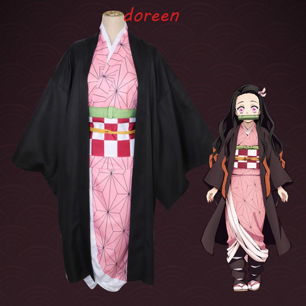 DOREEN Demon Slayer Costume Cute Halloween Clothes Party Nezuko Kamado ...