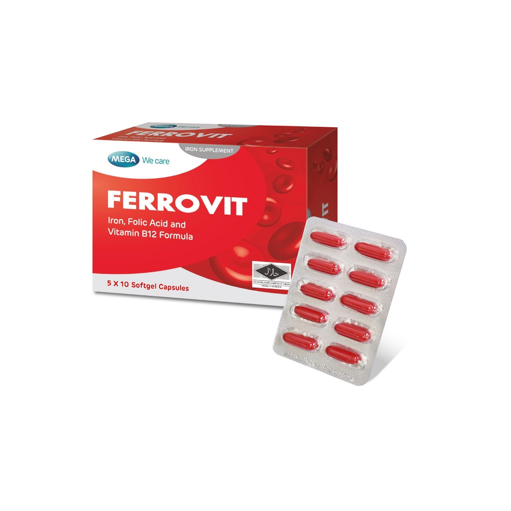 Mega Ferrovit 50 Softgel Capsules (exp: 22 3 2021) 