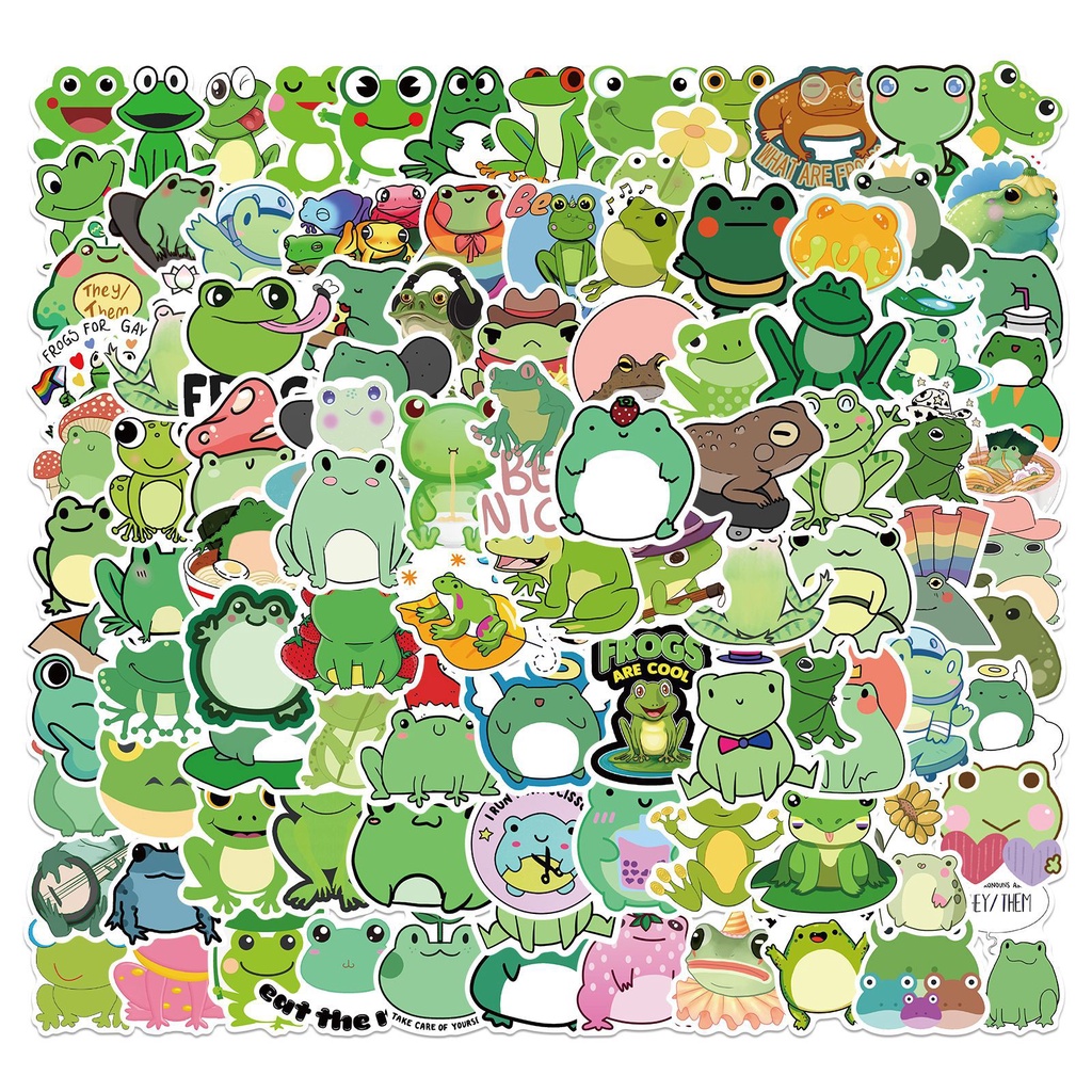 100/50/25/10PCS Cute Cartoon Frog Graffiti Mobile Phone Laptop Luggage ...