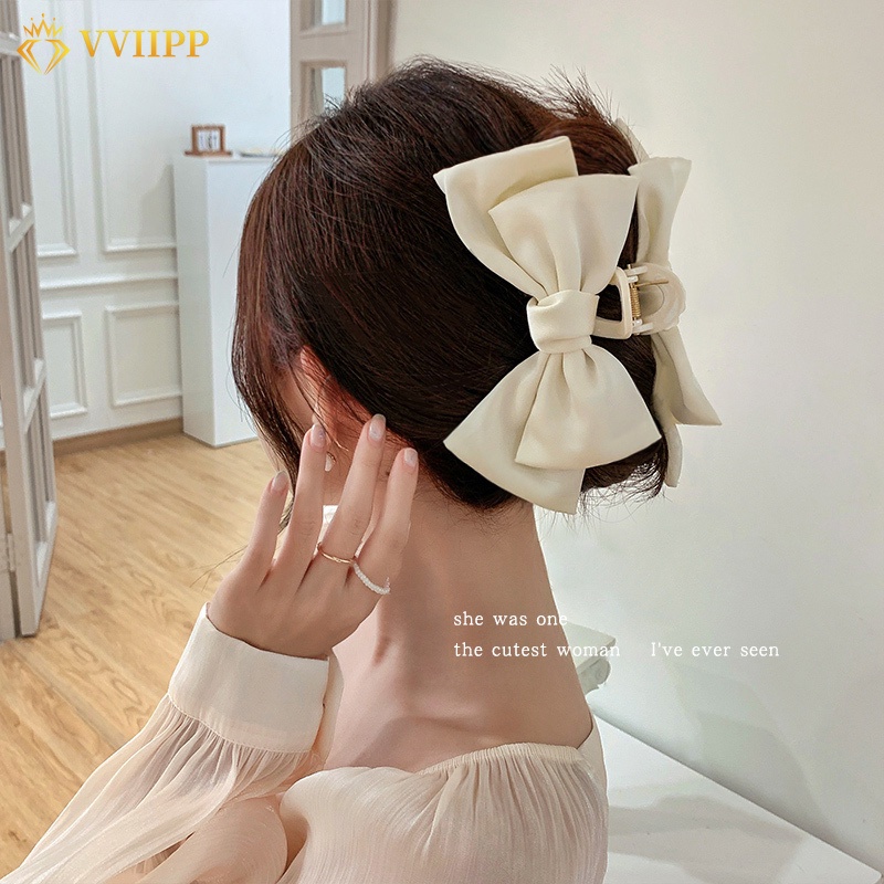 Fashion Colorful Bow Hair Clip Elegant Low Ponytail Tie Hair Clips Claw ...