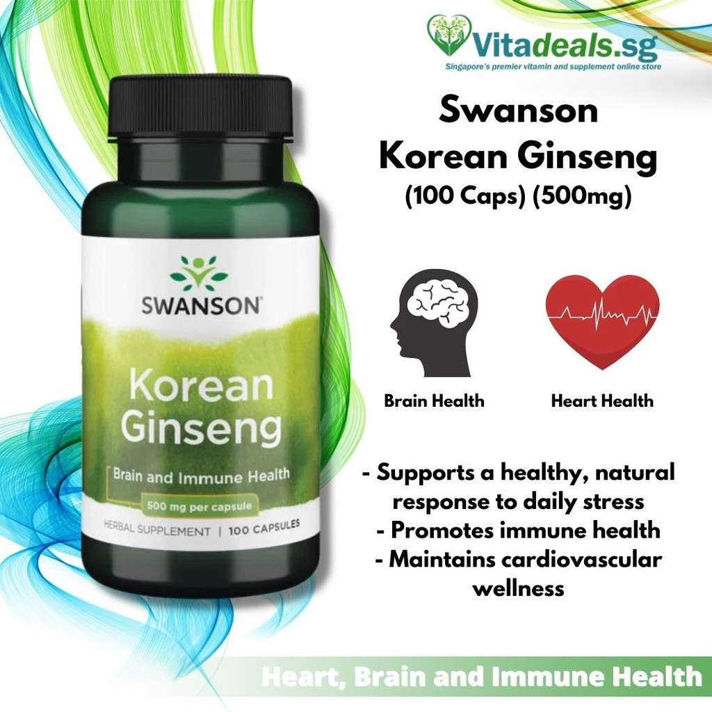 Swanson Premium Korean Ginseng (500mg) (H02) Brain And Immune Health ...