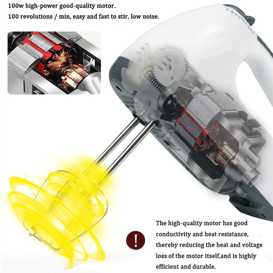 Handmixer Mini Hand Mixer for Egg Beater and Cake Dough with 7 ...