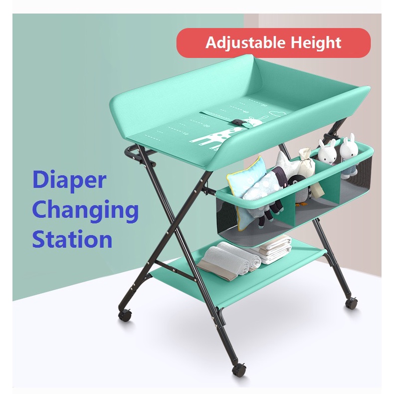 Baby Diaper Changing Station Table / Baby Massage Table with Racks