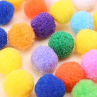 100PCS Mixed Soft Pompom Ball Fluffy Pom Poms Keychain Craft