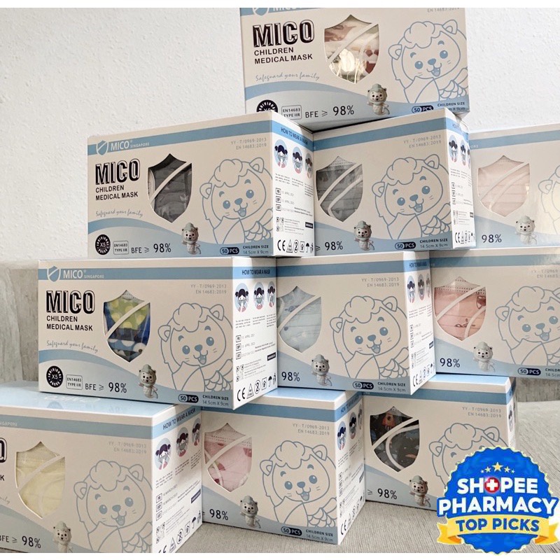 [SG BRAND] MICO Kids 3ply Medical Mask BEF>98% Child  Disposable Face Mask