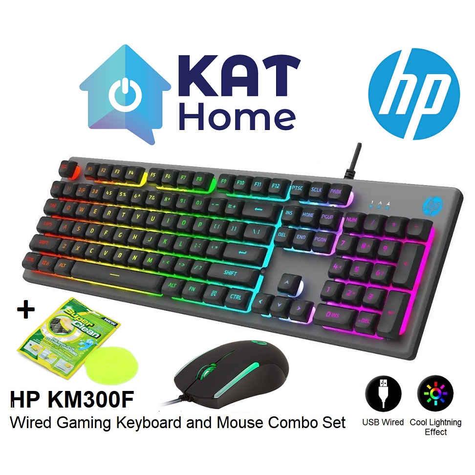 HP KM300F WIRED USB GAMING KEYBOARD AND MOUSE COMBO WITH LED BACKLIGHT
