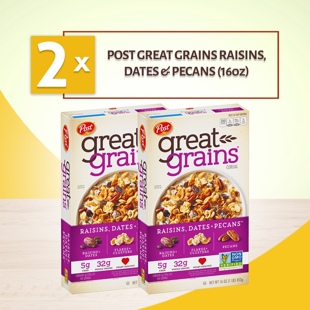 [Bundle of 2] Post Great Grains Cereal Raisins, Dates & Pecans 453g