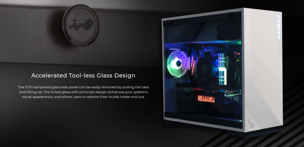 InWin 103 Addressable RGB Mid-Tower Gaming Case Tempered Glass Black (2 ...