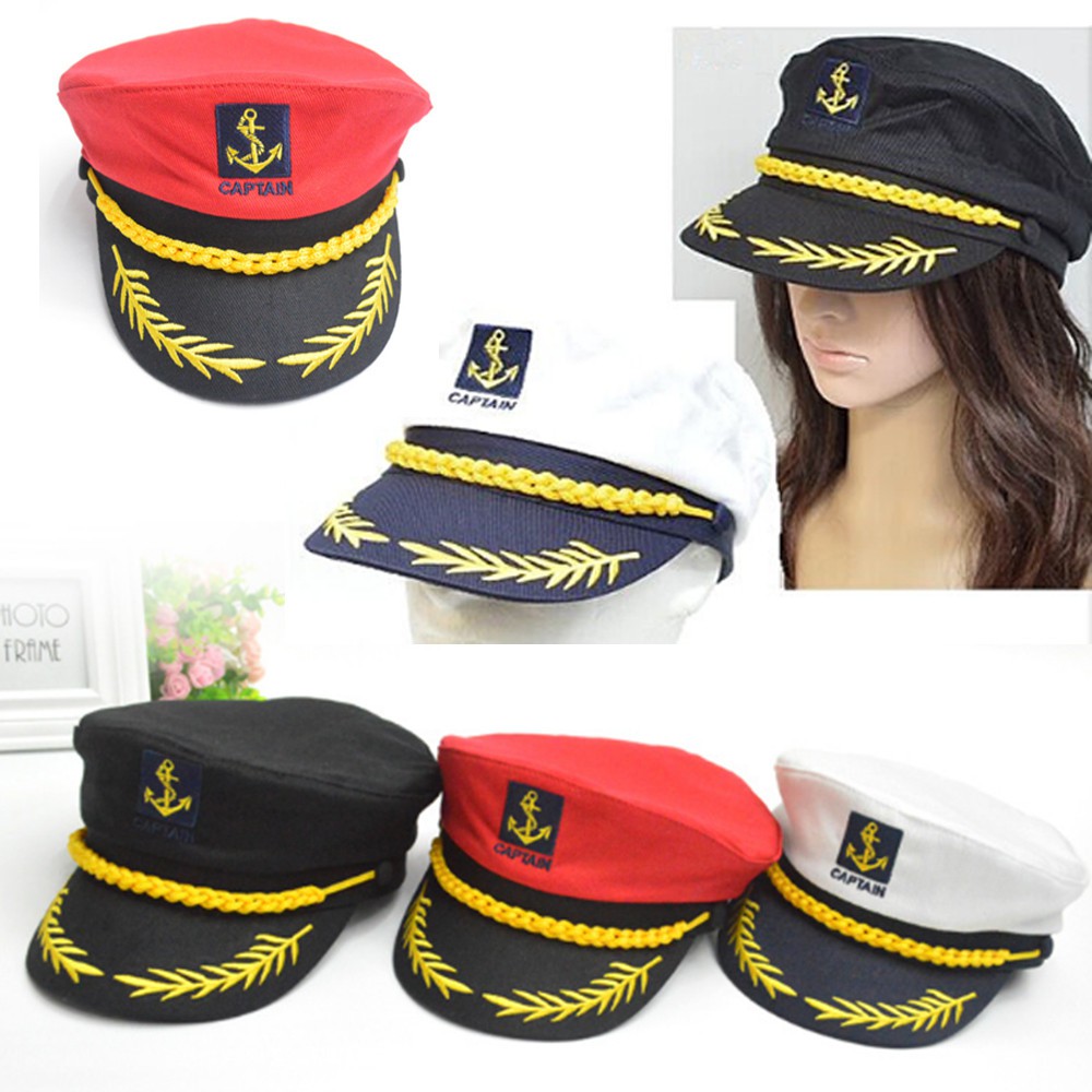 Adults Outdoor Cotton Sailor Ship Boat Captain Hat Navy Marins