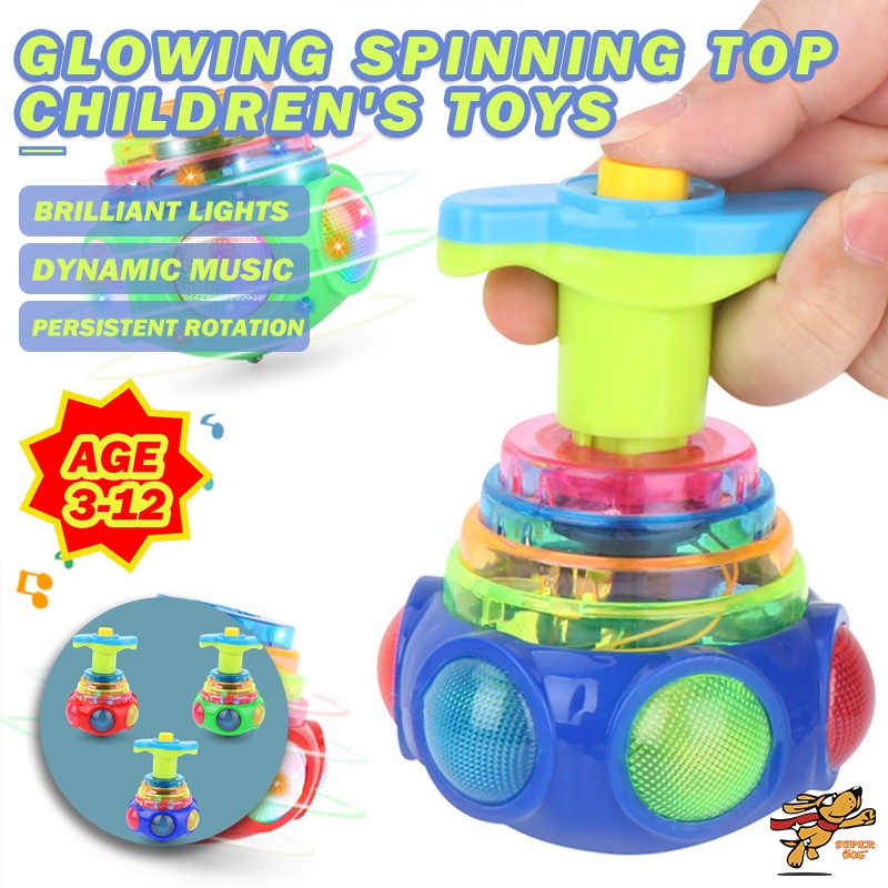 ? Local Ship ?Colorful flash gyro plastic Kids toy luminous elastic gyro flash pressure gyro toy for children Gift