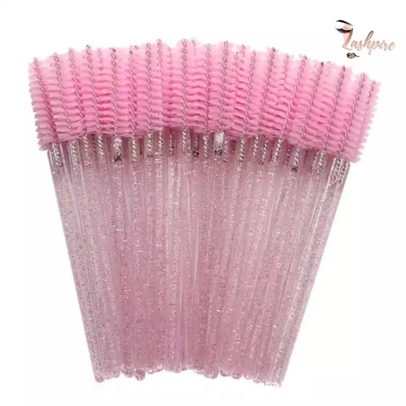 [sg Seller] Pink Glitter Crystal Lash Brow Eyelash Mascara Wands Spoolie Brushes Eyelash