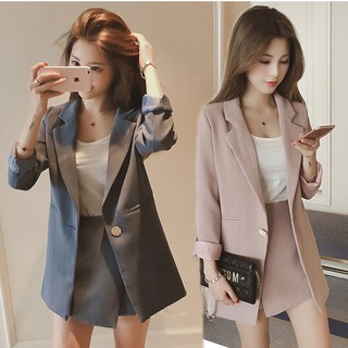 Women s Fashion Suit Jacket Set Long Sleeve Office Blazer Shopee