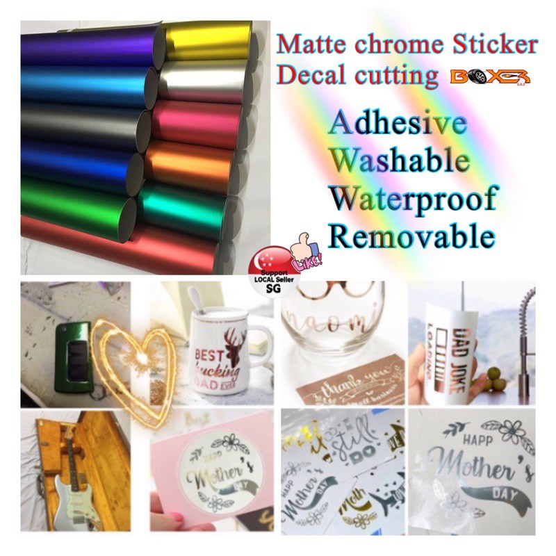 Matte Chrome / Satin vinyl sticker wrap.  car, motorcycle, furniture wrap etc decal cutting -wording-graphic