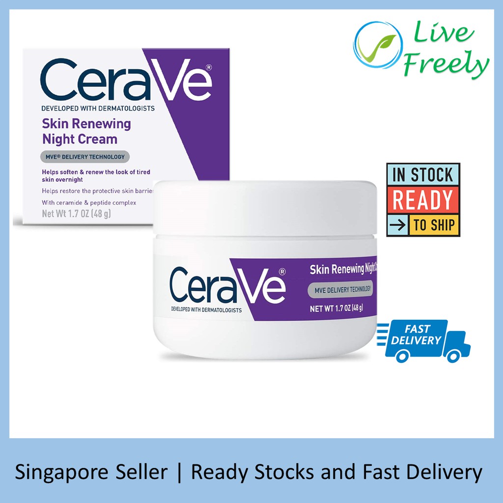 CeraVe Night Cream for Face, Skin Renewing Night Cream with Hyaluronic Acid & Niacinamide