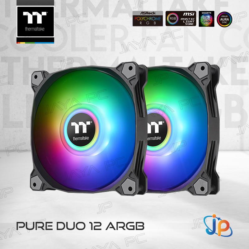 Thermaltake Pure Duo 12 ARGB   Paquete De 2 Ventiladores De PC De 4.724 In CL F097 PL12SW A FN1466