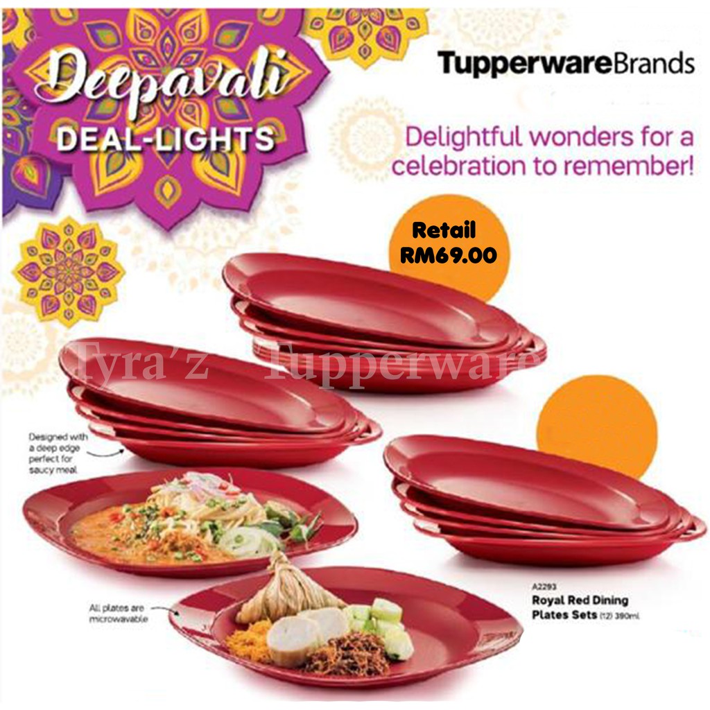 TUPPERWARE Royal Red Dining Plates (4pc) | Shopee Singapore