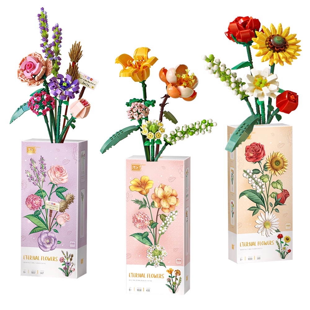 Loz Assembled Mini Building Blocks Flower Toys Model Love Roses Valentine's Day/Girls Gift Home Decor