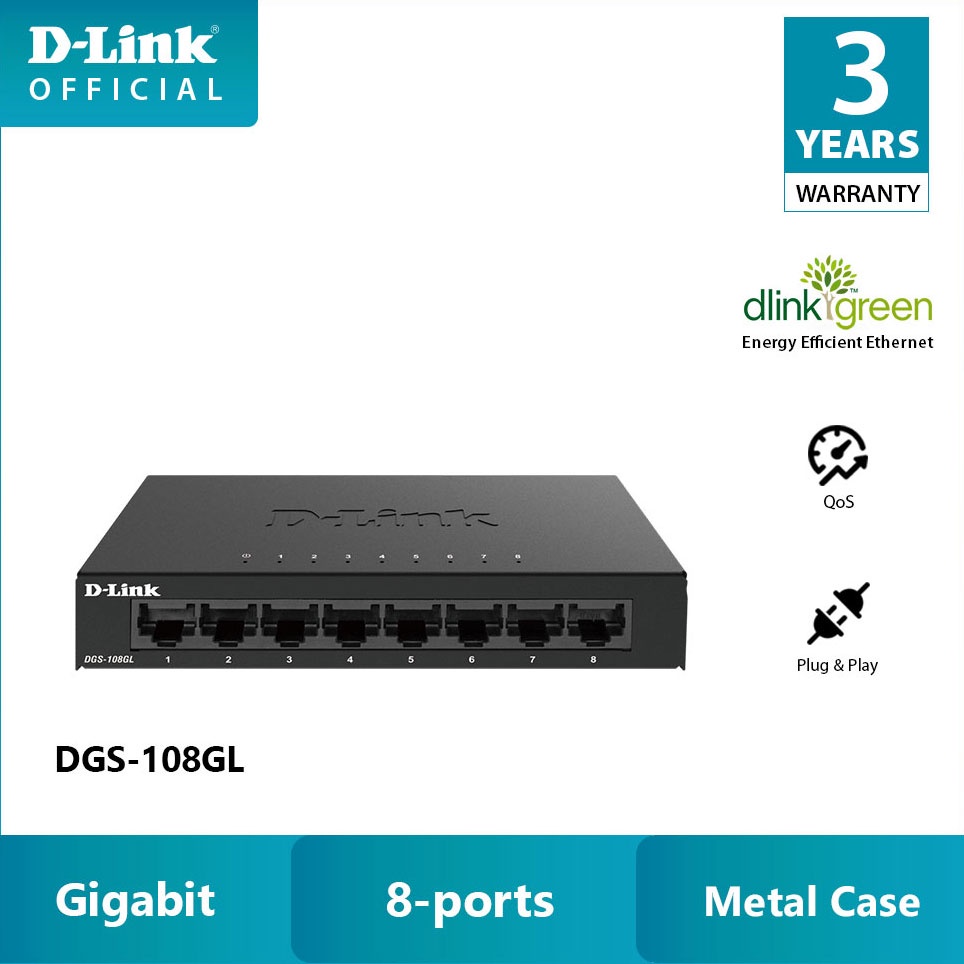 DGS-108 - 8-Port Gigabit Desktop Switch In Metal Casing Singapore