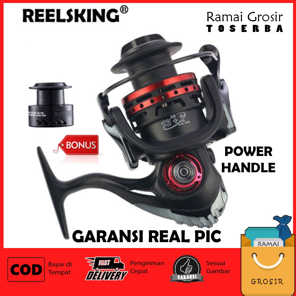 REEL POWER HANDLE REELSKING XM1000-7000 SPOOL BESI DOUBLE SPOOL 13+1BB - Gambar 3