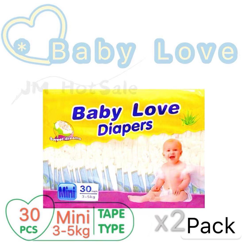 (2pack) Baby Love Diapers Mini 35kg (30pads/pack). Shopee Singapore