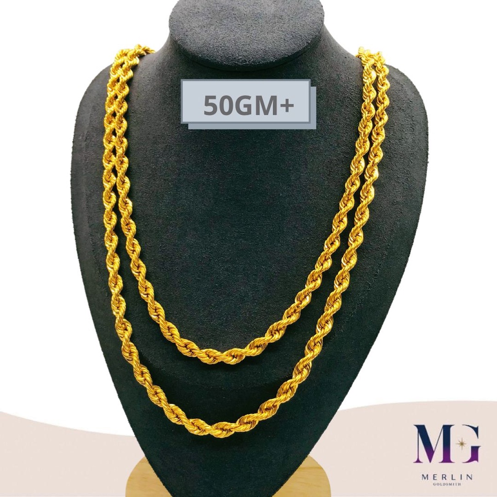 Merlin Goldsmith 22K 916 Gold Hollow Rope Chain (HRC-50GM+) | Shopee ...