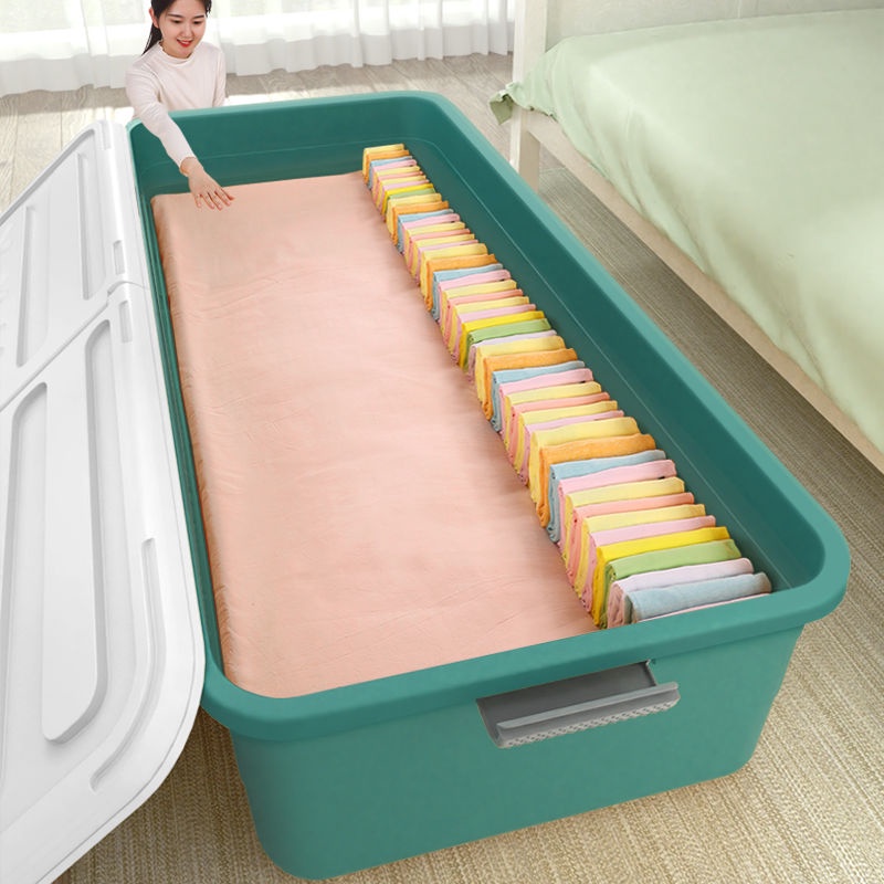 Bed Bottom Storage Box with Wheels Household Drawer Clothes Storage Trundle Bed Lower Storage