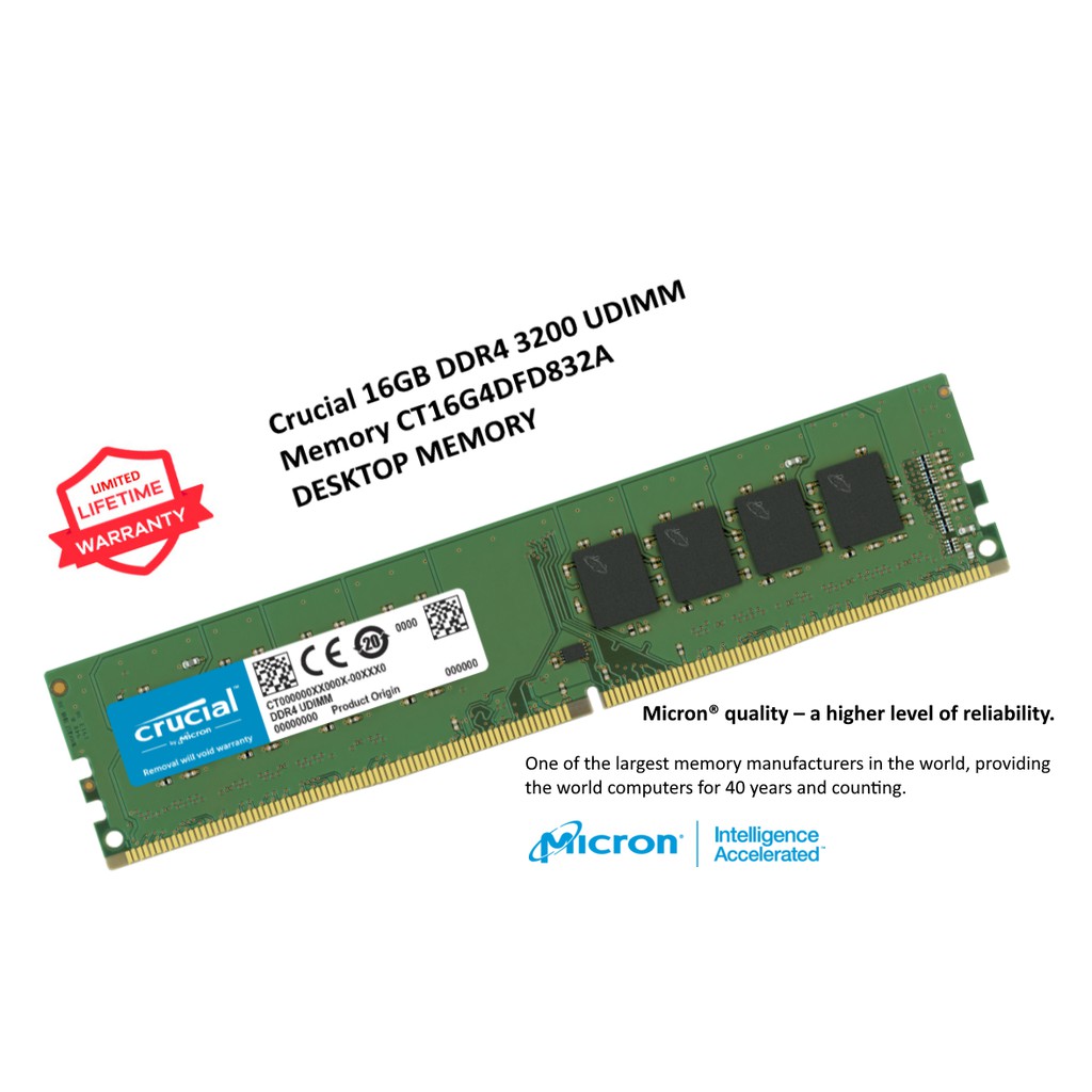 Crucial 16GB DDR4-3200 Shopee Desktop UDIMM Singapore | Memory