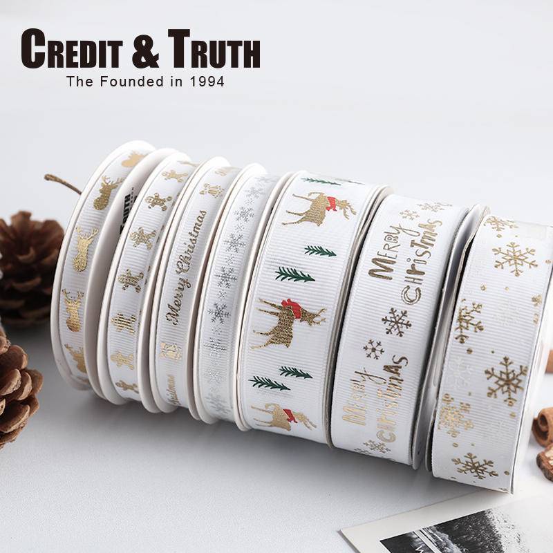 15m/roll White Christmas Ribbon Holiday Ribbon Gift Wrapping Ribbon for ...