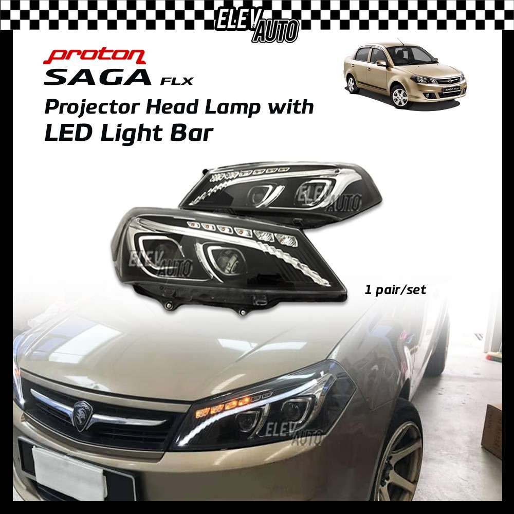 Proton Saga FLX Head Lamp Headlamp with LED DRL Daylight Shopee Singapore