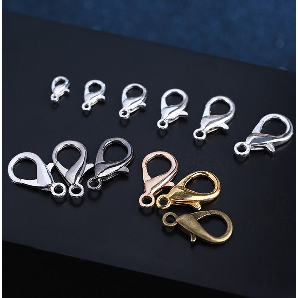 50pcs 10/12/14/16/21mm Lobster Clasp Hooks Connector For DIY Jewelry Making Findings