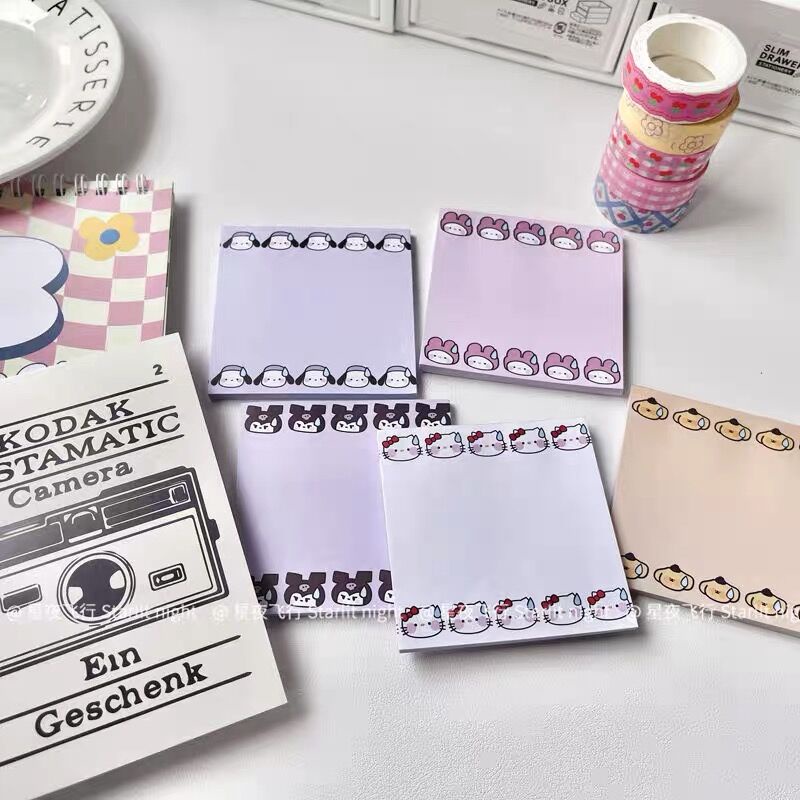 50 Sheets Non-adhesive Sticky Notes Sanrio Sweaty Emoji Memo Label ...