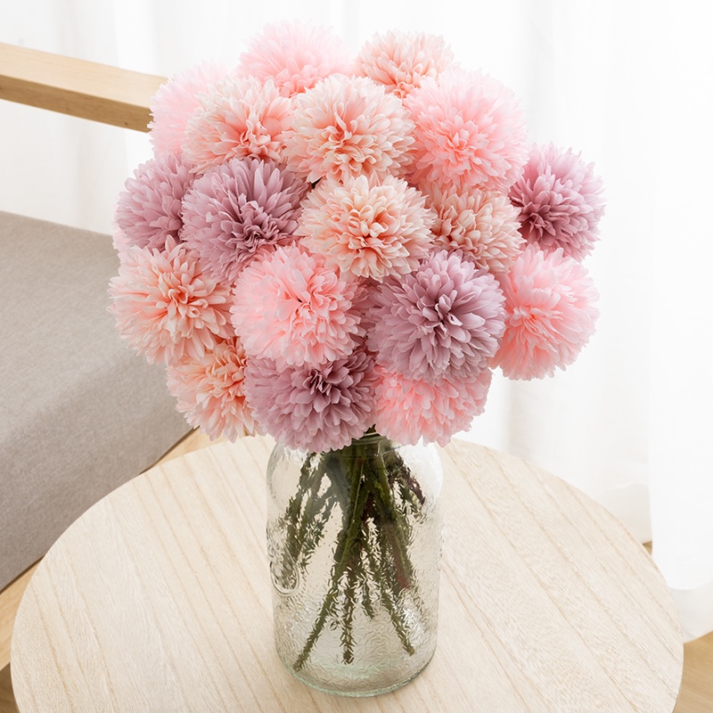 [1PC]6CM Silk Artificial Dandelion Chrysanthemum Flower Fake Flowers Hydrangea Bridal Wedding Bouquet DIY Gift Decor