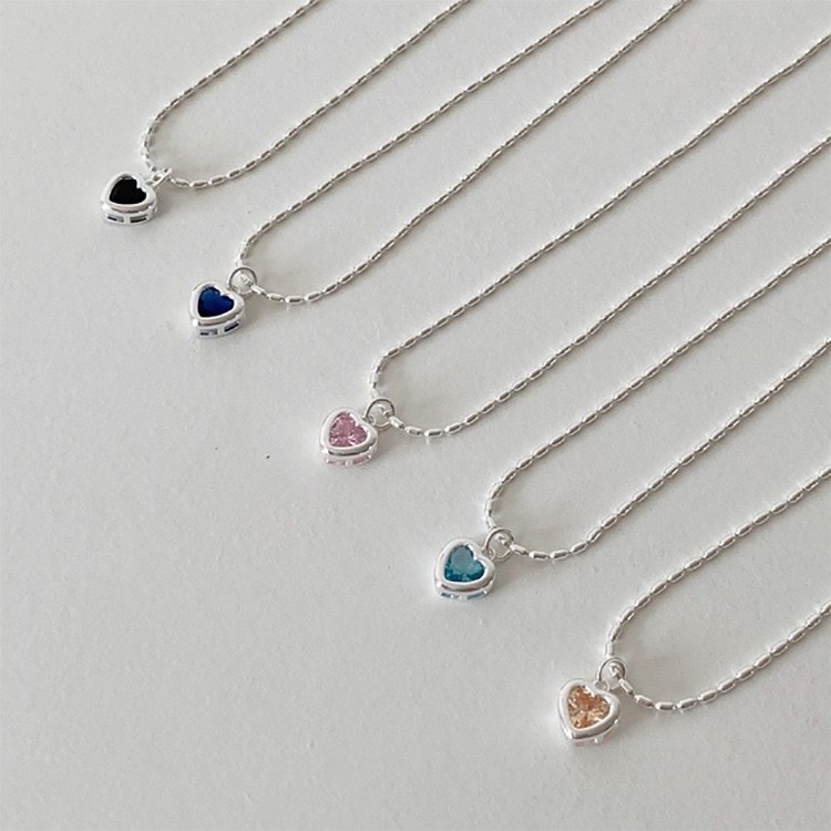 Fashion Women Jewelry Alloy Rhinestone Heart Pendant Necklace