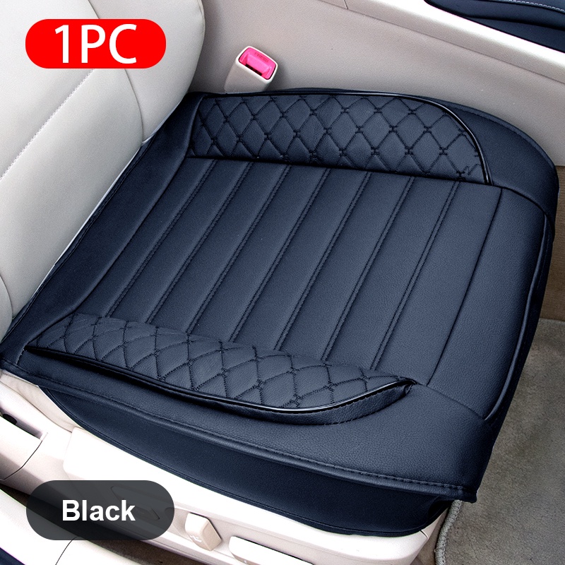 1pc Black Car Front Seat Cover PU Leather Accessory Seat Cushion Protector - Universal Fit